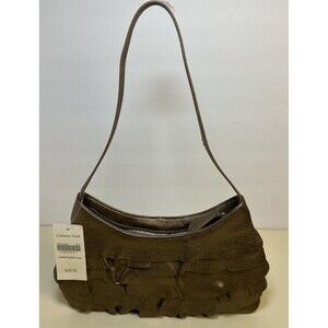 Coldwater Creek Bronze Ruffle Clutch Bag Purse